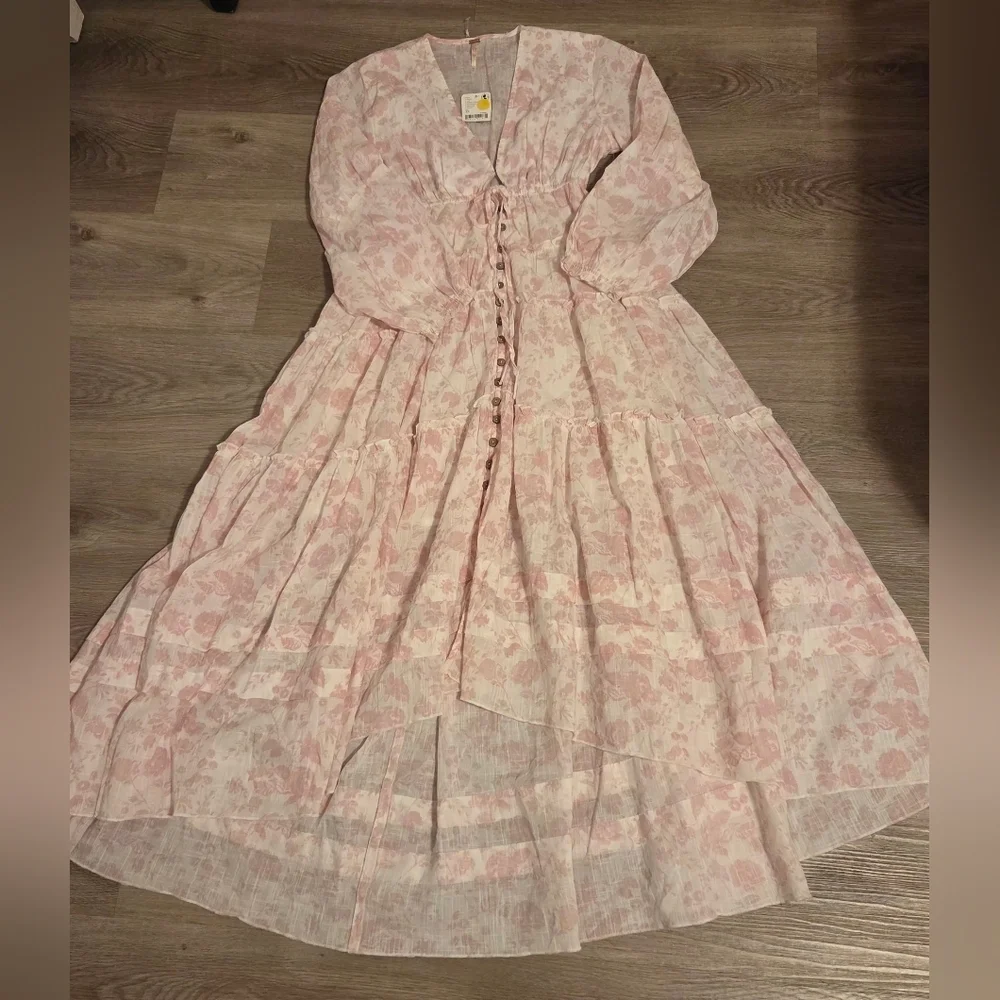 Free People Pappiet Floral MIDI Dress White Size XS 1760